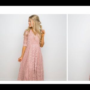 Mauve pink midi lace dress